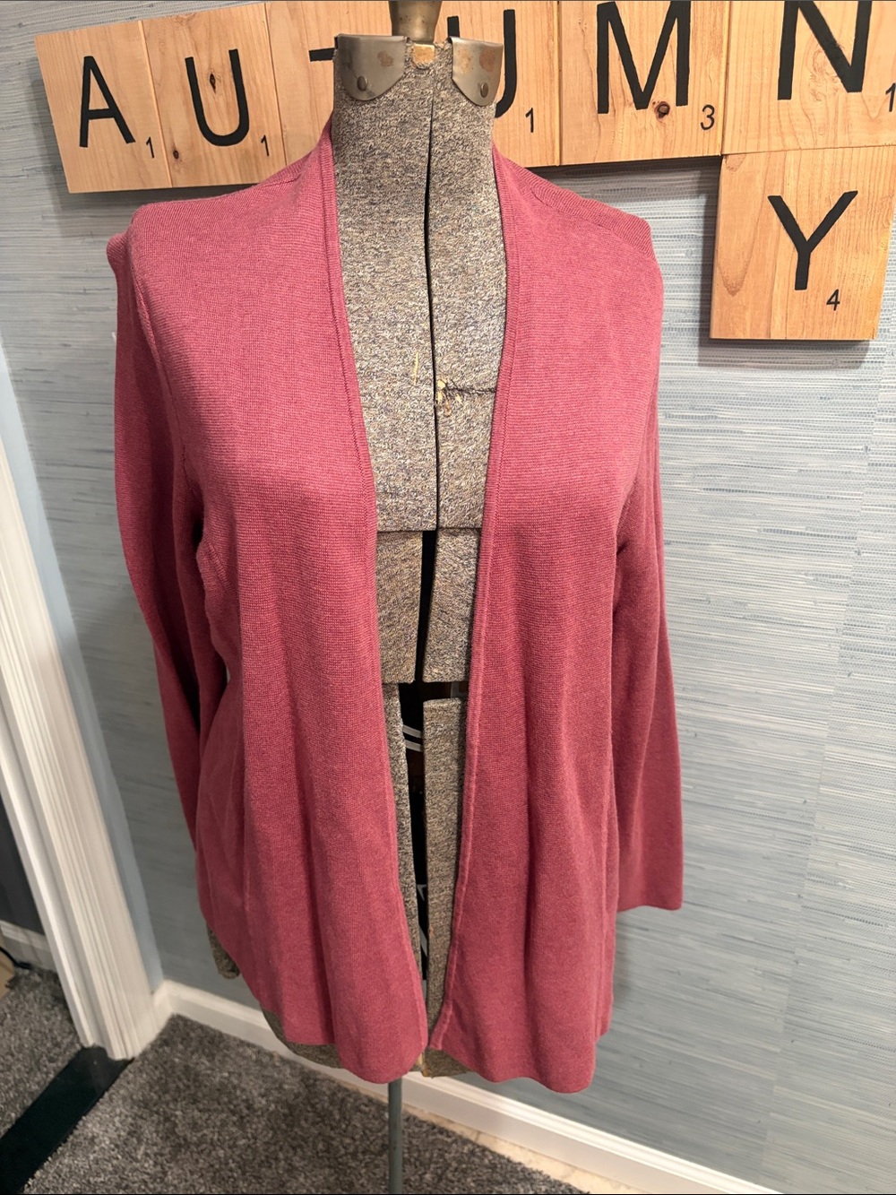Talbots Dusty Rose Open-Front Cardigan